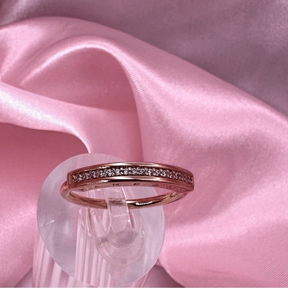Pandora Signature I-D Pavé Ring | Rose Gold-Plated CZ Band | NWT